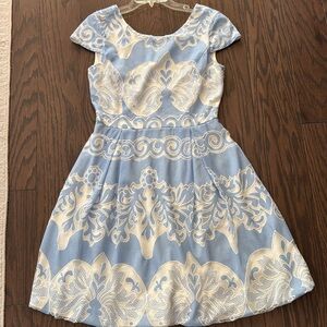 Daniel Cremieux Light Blue and White Tea Dress